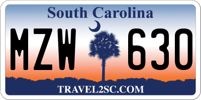 SC license plate MZW630