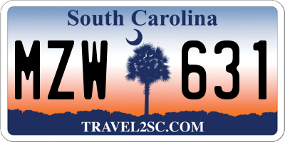 SC license plate MZW631