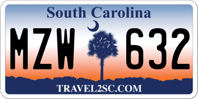 SC license plate MZW632