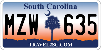 SC license plate MZW635