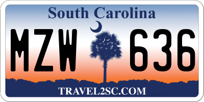 SC license plate MZW636