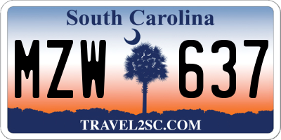 SC license plate MZW637