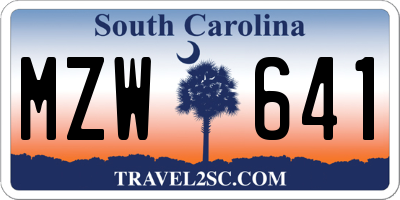 SC license plate MZW641