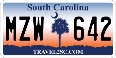 SC license plate MZW642