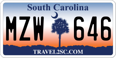 SC license plate MZW646