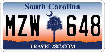SC license plate MZW648