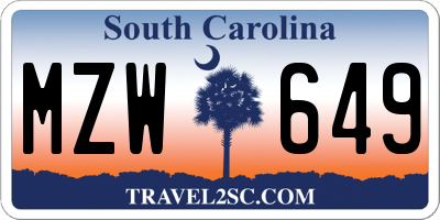 SC license plate MZW649