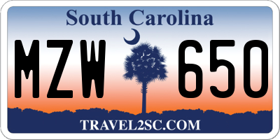 SC license plate MZW650