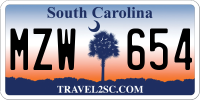 SC license plate MZW654