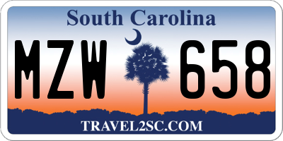 SC license plate MZW658
