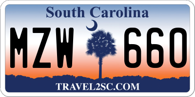 SC license plate MZW660