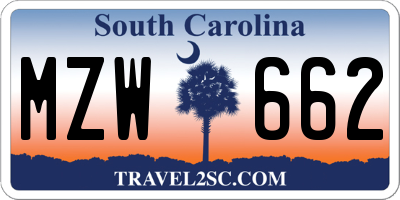 SC license plate MZW662