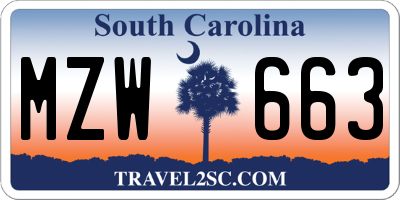 SC license plate MZW663