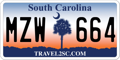 SC license plate MZW664