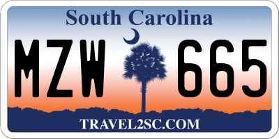 SC license plate MZW665