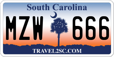 SC license plate MZW666