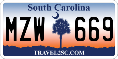 SC license plate MZW669