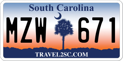 SC license plate MZW671