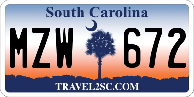 SC license plate MZW672