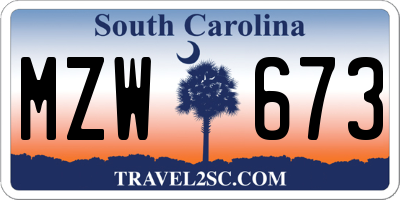 SC license plate MZW673