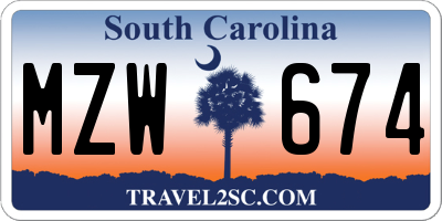 SC license plate MZW674