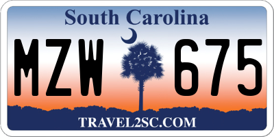 SC license plate MZW675