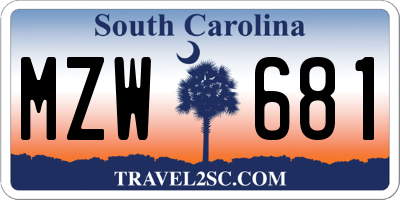 SC license plate MZW681