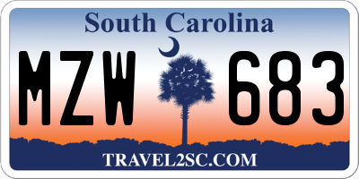 SC license plate MZW683