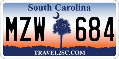 SC license plate MZW684