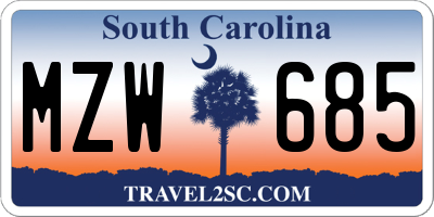SC license plate MZW685