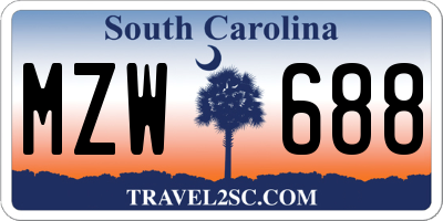 SC license plate MZW688