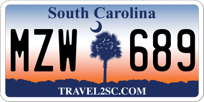SC license plate MZW689