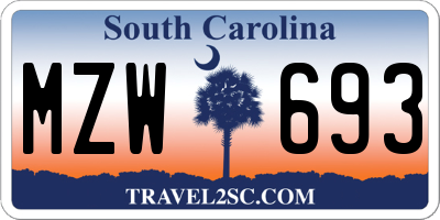 SC license plate MZW693