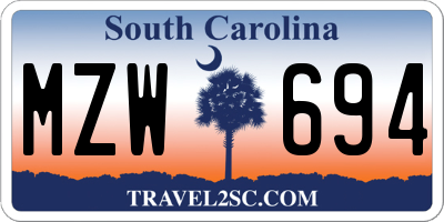 SC license plate MZW694