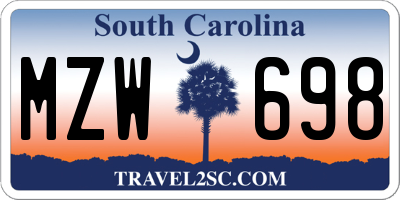 SC license plate MZW698