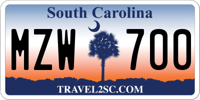 SC license plate MZW700