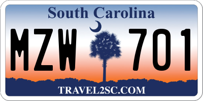 SC license plate MZW701