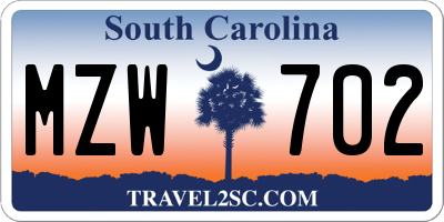 SC license plate MZW702