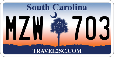 SC license plate MZW703