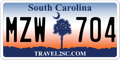 SC license plate MZW704