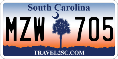 SC license plate MZW705