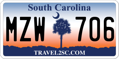 SC license plate MZW706