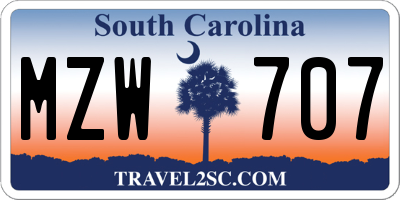 SC license plate MZW707