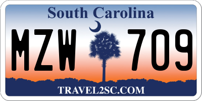 SC license plate MZW709