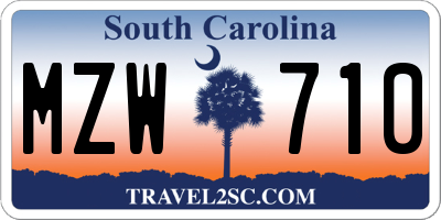SC license plate MZW710