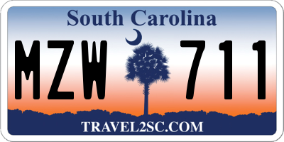 SC license plate MZW711