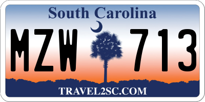 SC license plate MZW713