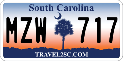 SC license plate MZW717