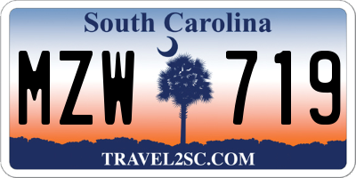 SC license plate MZW719