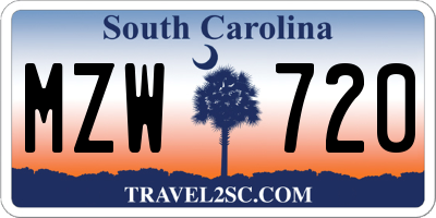 SC license plate MZW720